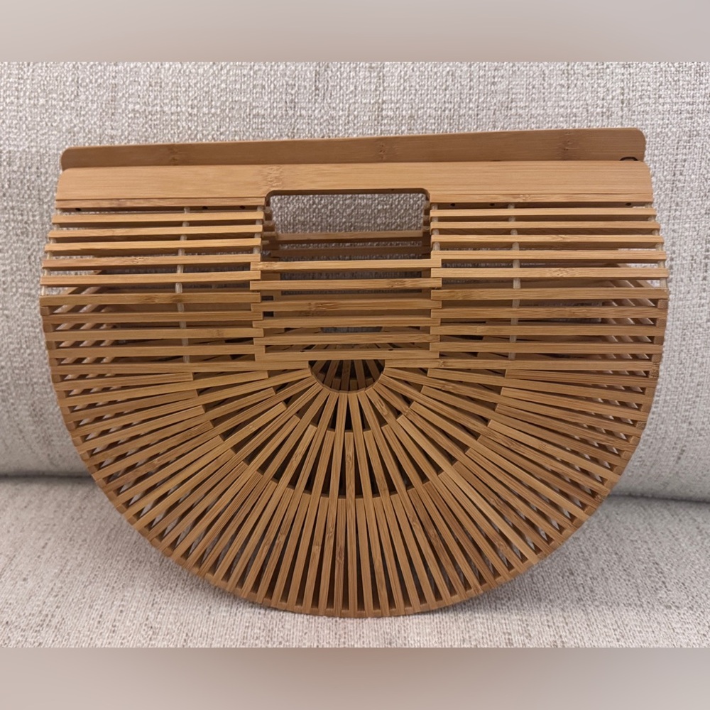 Elegant Wooden Half-Moon Bag